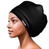 Extra Large Swimming Cap for Long Hair - Swim Cap for Braids and Dreadlocks, Weaves, Hair Extensions, Curls & Afros - Swimming Hat Women & Men - Silicone Adult Swimming CapBlack view 1