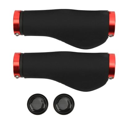 2PCS Mountain Bikes Handlebar Grips, AntiSlip Bikes Hand Bar End Grips, Mountain Bikes Handle Bar Grips with Lock, Bikes Handlebar Grips for 22mm Handlebar(red)
