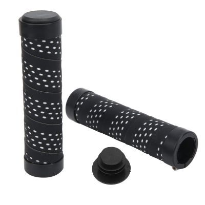 1 Pair Bikes Handlebar Grips, AntiSlip Mountain Bikes Handlebar Grips, Double Locking Bikes Hand Bar End Grips with 2PCS End Plugs, Bikes Grips for 22mm Handlebar(Black White)