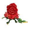 Rose Trinket Box, Delicate Red Rose Enameled with Rhinestones Hinged Small Trinket Box Decorative Jewelry Box with Rhinestones Delicate Gift Display Ornament view 1