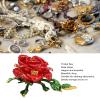 Rose Trinket Box, Delicate Red Rose Enameled with Rhinestones Hinged Small Trinket Box Decorative Jewelry Box with Rhinestones Delicate Gift Display Ornament view 2