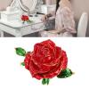 Rose Trinket Box, Delicate Red Rose Enameled with Rhinestones Hinged Small Trinket Box Decorative Jewelry Box with Rhinestones Delicate Gift Display Ornament view 4