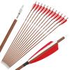 ZSHJGJR 31" Archery Carbon Arrows Spine 340 400 500 600 Hunting Arrows with Removable Tips Natural Feather Targeting Arrows for Compound & Recurve & Traditional Bow 6/12pcs (6, Red, Spine 600) view 1