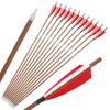 ZSHJGJR 31" Archery Carbon Arrows Spine 340 400 500 600 Hunting Arrows with Removable Tips Natural Feather Targeting Arrows for Compound & Recurve & Traditional Bow 6/12pcs (6, Red, Spine 600) view 4