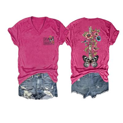 Mental Health Shirts Grow Through It Spine Sweatshirt Grow Through It Shirt Vintage Casual Tops Women Gift Tee Tops V-Neck Loose Shirt Plus Size 4XL Mental Health T Shirt Pink