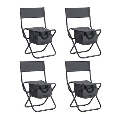 SZLIZCCC Outdoor Folding Chairs, Indoor Folding Seat with Storage Bag, Easy to Carry Outdoor Camping/Picnic and Fishing Chairs (2-Piece / 4-Piece Set) (Grey4-Piece)