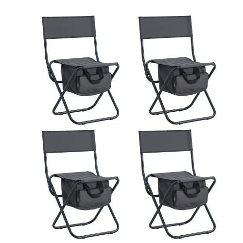 SZLIZCCC Outdoor Folding Chairs, Indoor Folding Seat with Storage Bag, Easy to Carry Outdoor Camping/Picnic and Fishing Chairs (2-Piece / 4-Piece Set) (Grey4-Piece)