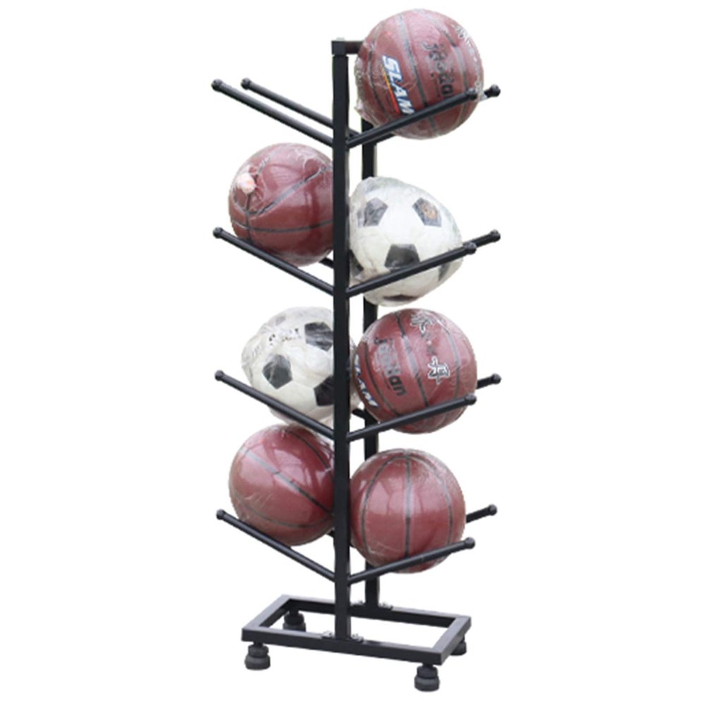 Bsetain Ball Storage Rack Organizer Double-Sided Ball Storage Rack for Home Office Store, Sports Equipment Organizer for Basketball/Football/Badminton Racket, Holds 8 Balls