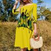 Fattyeery Elegant Casual Long Dress Jamaica Flag Girls Summer Sunshine Beach Skirts for Womens 2XL view 3
