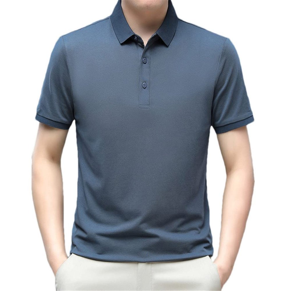 Dninmim Men Polo Shirt Cotton Short Sleeve Solid Summer Loose Business Male Polo Shirt Tees