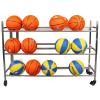 Bsetain Sports Ball Racks Stainless Steel Ball Storage Garage, Double-Sided Basketball Equipment Cart with Wheels, 3-Tier Rolling Sports Rack, Holds 36 No.5 Balls view 1