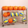 Bsetain Sports Ball Racks Stainless Steel Ball Storage Garage, Double-Sided Basketball Equipment Cart with Wheels, 3-Tier Rolling Sports Rack, Holds 36 No.5 Balls view 2
