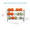 Bsetain Sports Ball Racks Stainless Steel Ball Storage Garage, Double-Sided Basketball Equipment Cart with Wheels, 3-Tier Rolling Sports Rack, Holds 36 No.5 Balls view 3