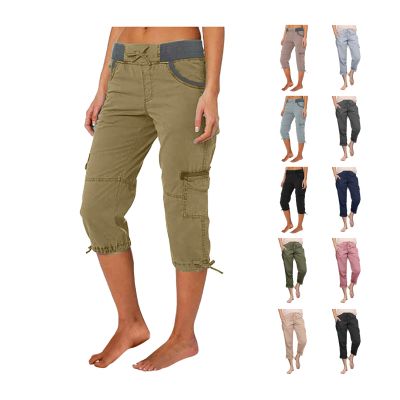 Womens Cargo Capris Hiking Pants Lightweight Quick Dry Outdoor Athletic Capri Summer Casual Bermuda Shorts w Pockets A1#Yellow