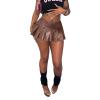 kaimimei Womens Sexy Y2K Pu Leather Skirt High Wiast Stretchy Cute Mini Pleated Short Skirt Clubwear Coffee S view 1