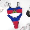 Adugen Origei Bikini Haiti Flag Bathing Suit Women's Swimwear Bikini Swimwear Tummy Control Swimsuits L view 3