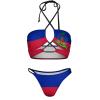 Adugen Origei Bikini Sets Haiti Flag Women's Swimwear Cute Bathing Suit Ruched High Cut Swimsuit Summer XL view 4