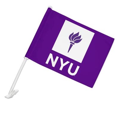 New York University Primary Logo Car Truck Flag with Window Clip On Pole Holder - Left Driver Side