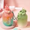 ECHEFS 1.7L large capacity outdoor fitness water bottle with time Mark and straw plastic sports kettle view 2