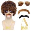 Tembol Disco Wig Men, 6Pcs Set 70s 80s Disco Costume Wig for Men with Glasses, Necklace and Mustache, Short Curly Hair Afro Mens Wig for Hippie Rocker Funny Cosplay Halloween Christmas Party view 1