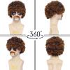 Tembol Disco Wig Men, 6Pcs Set 70s 80s Disco Costume Wig for Men with Glasses, Necklace and Mustache, Short Curly Hair Afro Mens Wig for Hippie Rocker Funny Cosplay Halloween Christmas Party view 3