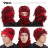 ROXUN Distressed Ski Mask Balaclava, Yeat Shiesty Fluffy Knitted Full Face Mask for Men/Women Red Mixed view 2