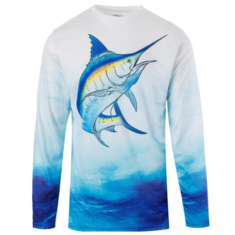 Kobalt1 Boys 2T-18 White Marlin Water Sport Fishing UPF Performance Shirt (5-6)