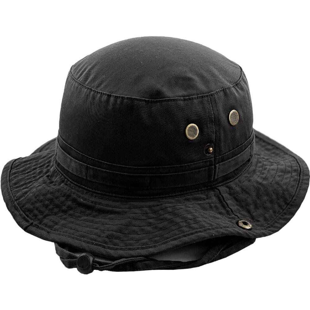 1 Pcs of Bucket Hat Boonie Basic Hunting Fishing Outdoor Summer Cap Unisex (Large/X-Large) (Black)