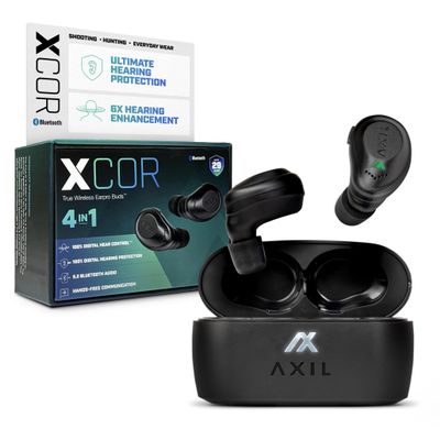 AXIL XCOR PRO Wireless Earbuds Bluetooth  HearPRO Buds with Touch Control  Bluetooth Enhancement  Hearing Protection  Dust & Water Resistant  Wind Resistant True Wireless Earbuds.