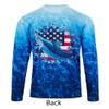 Kobalt1 Boys 2T-18 American Flag Marlin Water Sport Fishing UPF Performance Shirt (Blue, 3T) view 2