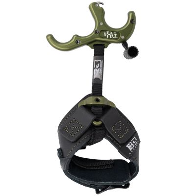 B3 Archery Exit Hunter Archery Compound Bow Hunting Equipment 3-Finger Stainless Steel Easy Attach Lock-and-Load Release Aid with Wrist Strap, OD Green