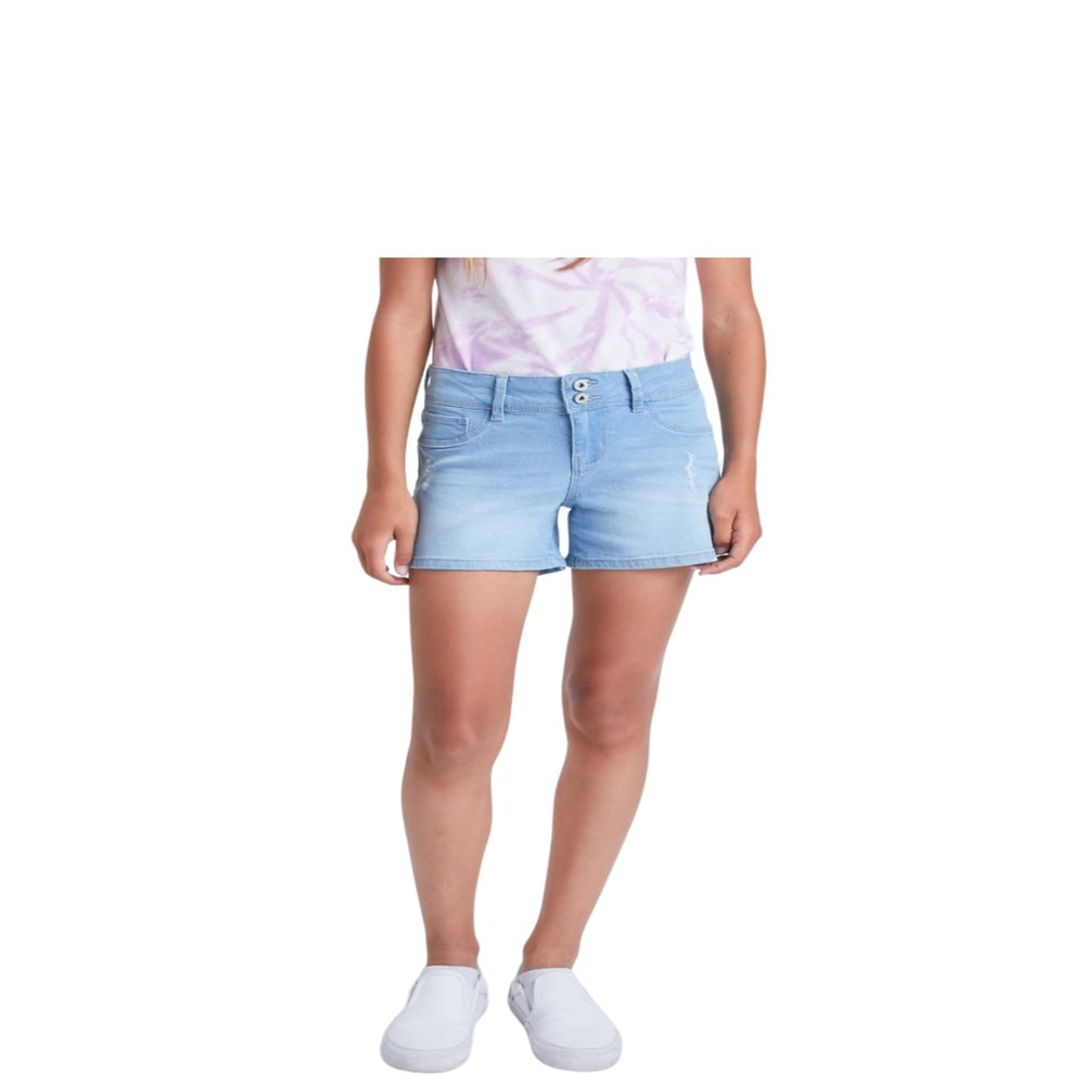 Girls Essential Double Button Short, Light Blue, 7