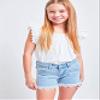 YMI Jeans Girls Mid-Rise Denim Shorts with Lace Trimmed Hem, Light Blue, 10 view 2