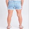 YMI Jeans Girls Mid-Rise Denim Shorts with Lace Trimmed Hem, Light Blue, 10 view 4