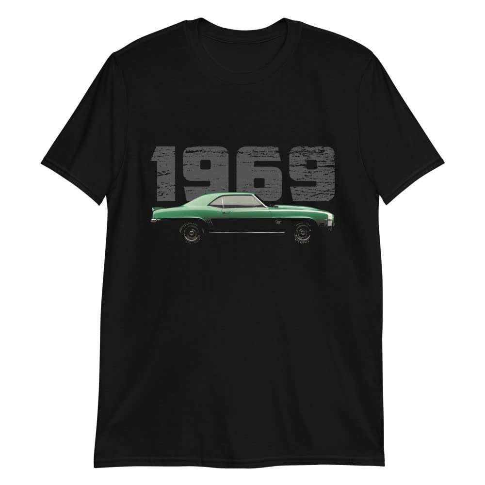 1969 Camaro SS Green Muscle Car Collector Classic Cars Graphic T-Shirt | Vintage Car Enthusiast Gift
