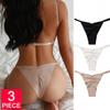 3 Pack Set Women Sexy Ice Silk Panties Low-Rise Temptation Lingerie G String Underwear No Trace Thong Intimates(Beige,S) view 2