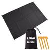 Muka Custom Beach Blanket Portable for Outdoor Camping, Picnic, Sunbath Mat w/Fixed Piles and Storage-Black-B4.6 x 4.9 ft view 1