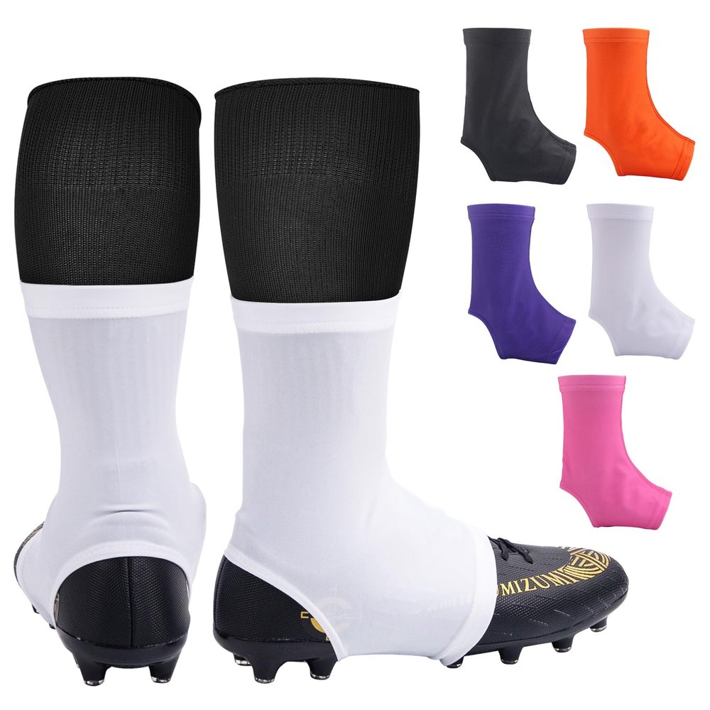 Spats Football Cleat Covers,Youth Cleat Covers Football Keeps Dirt/Turf Debri Out,Bike Cleat Covers,Cleat Sleeves For Football Soccer Lacrosse Kids Teenagers Youths Adults.Cleat Cover (White, Medium)