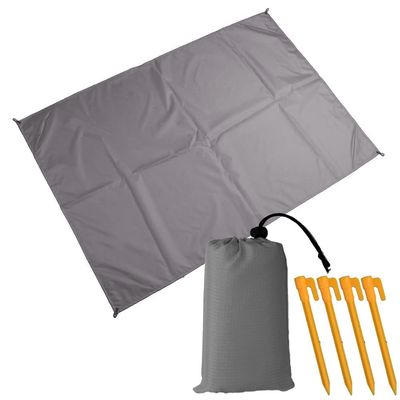 Muka Beach Blanket Portable Compact Lightweight for Outdoor Camping, Picnic, Sunbath Mat w/Fixed Piles and Storage-Grey-A3.3 x 4.6 ft