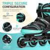 2PM SPORTS Kids Adjustable Inline Skates Ages 4-12, Youth Inlie Skates for Girls Boys 5-8 8-12 with Full Light Up Wheels, Beginner Women Men Adult Skates - Mint Medium view 2