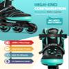 2PM SPORTS Kids Adjustable Inline Skates Ages 4-12, Youth Inlie Skates for Girls Boys 5-8 8-12 with Full Light Up Wheels, Beginner Women Men Adult Skates - Mint Medium view 3