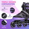 2PM SPORTS Kids Adjustable Inline Skates Ages 4-12, Youth Inlie Skates for Girls Boys 5-8 8-12 with Full Light Up Wheels, Beginner Women Men Adult Skates - Purple Small view 2