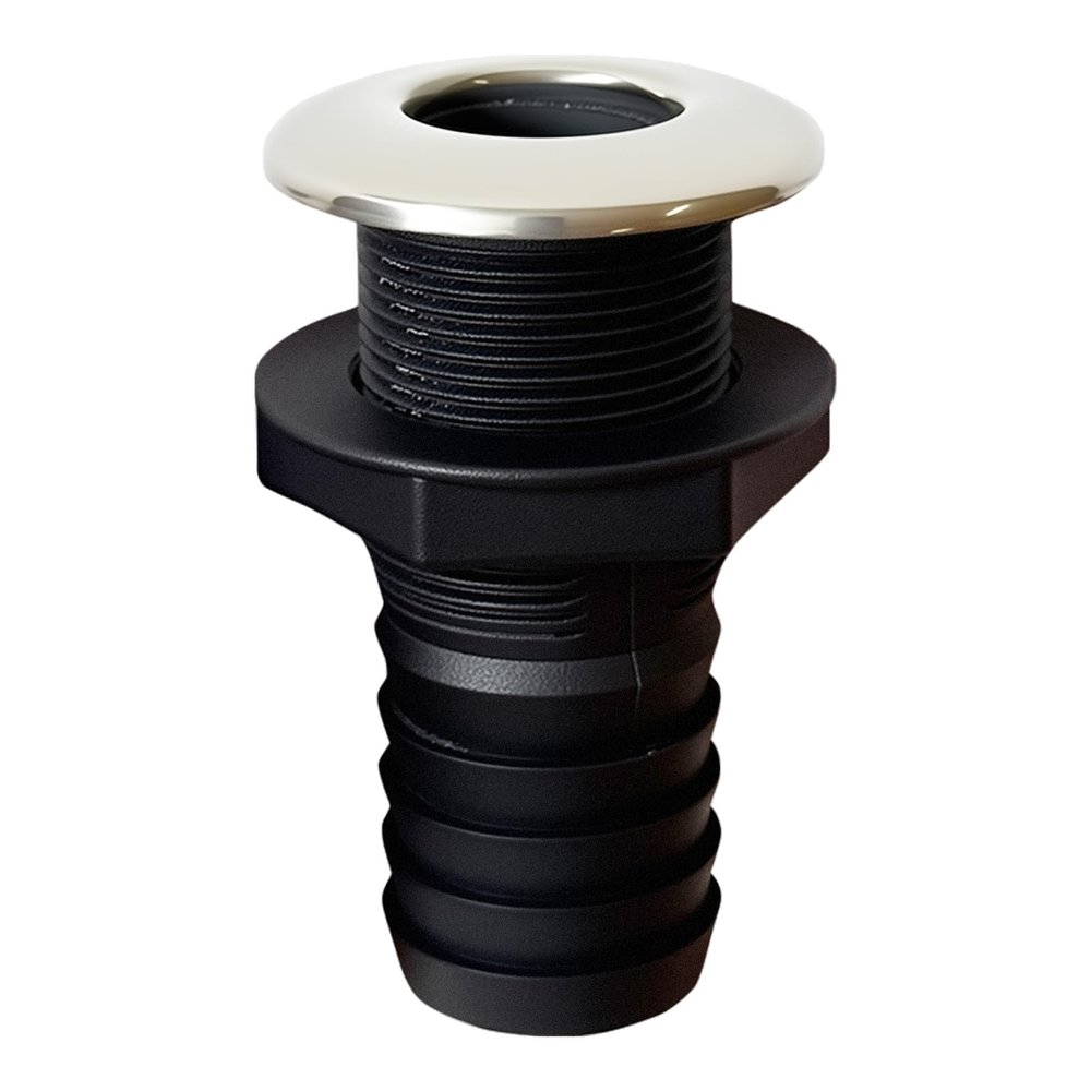 Boat Thru-Hull Fitting Drain for 1-1/2" I.D. Hose - Marine-Grade Plumbing Connector for Bilge Pump, Livewell, and Drain Lines