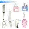 2PCS Folding Fork And Spoon Set With Case Portable Folding Tableware Set Portable Cutlery for Travel, Camping And Picnic view 2