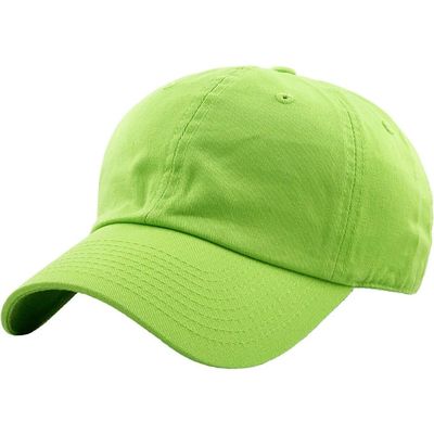 1 Pcs of Solid Plain Washed Dad Hat Cotton Style Baseball Ball Cap (Lime)