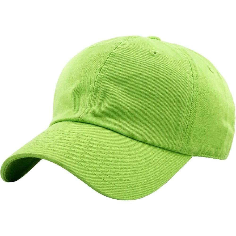 1 Pcs of Solid Plain Washed Dad Hat Cotton Style Baseball Ball Cap (Lime)