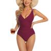 Upgraded One Piece Swimsuit Women - Tummy Control Bathing Suits, Unique Design Sexy Criss Cross Back, Ruched Swimwear view 3