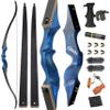ZSHJGJR Archery 60 Inch Black Hunter Original Recurve Bow for Adults American Hunting Longbow Archery Bow 20-60lbs Right Handed for Archery Hunting Shooting Practice (30lbs, Diamond Blue) view 1