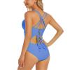Upgraded One Piece Swimsuit Women - Tummy Control Bathing Suits, Unique Design Sexy Criss Cross Back, Ruched Swimwear view 2