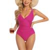 Upgraded One Piece Swimsuit Women - Tummy Control Bathing Suits, Unique Design Sexy Criss Cross Back, Ruched Swimwear view 3